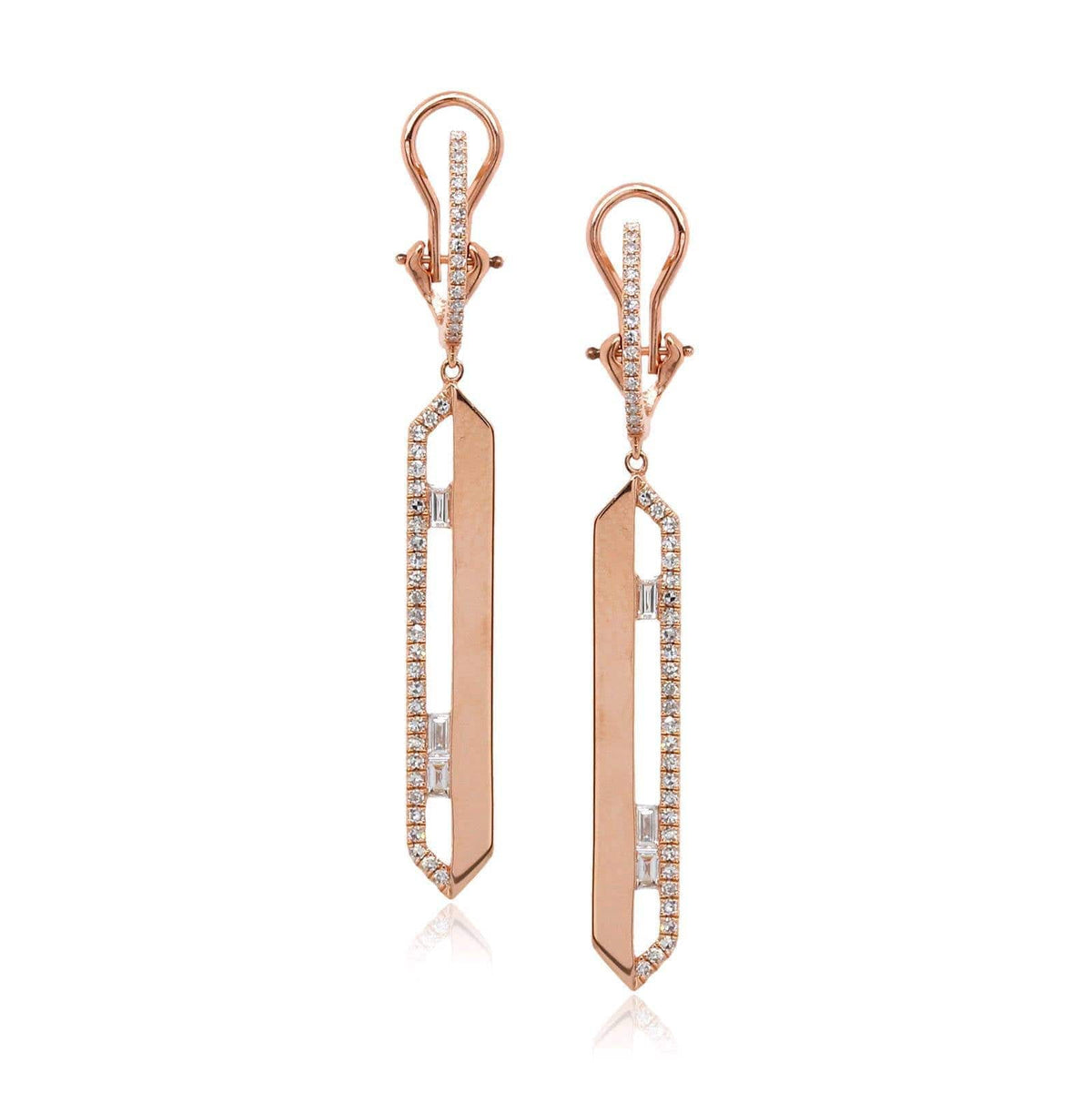 14K Rose Gold Diamond Drop Earrings