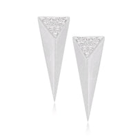 14K White Gold Pyramid Diamond Earrings