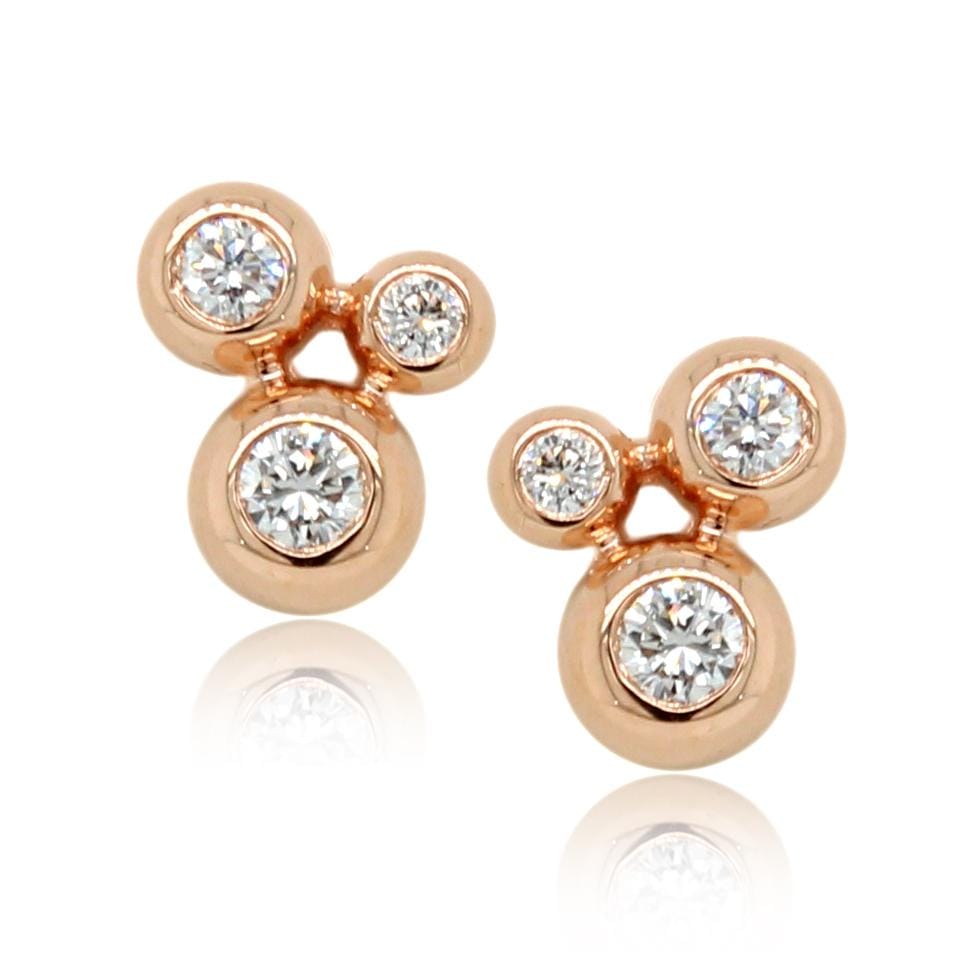 14K Rose Gold Diamond Constellation Earrings