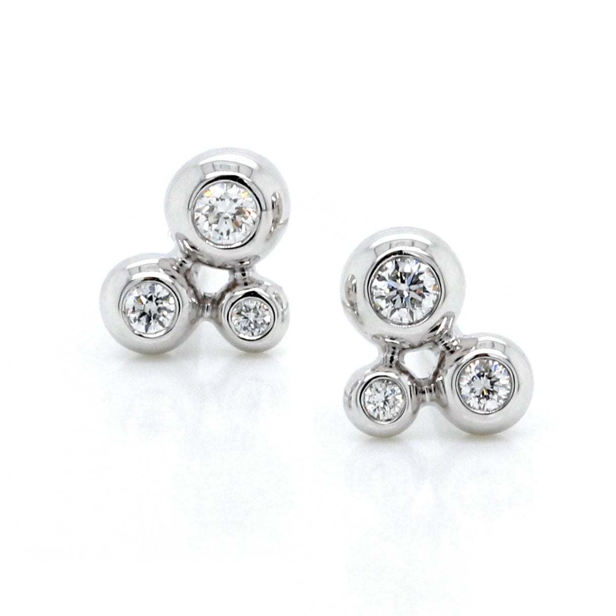 14K White Gold Diamond Constellation Earrings