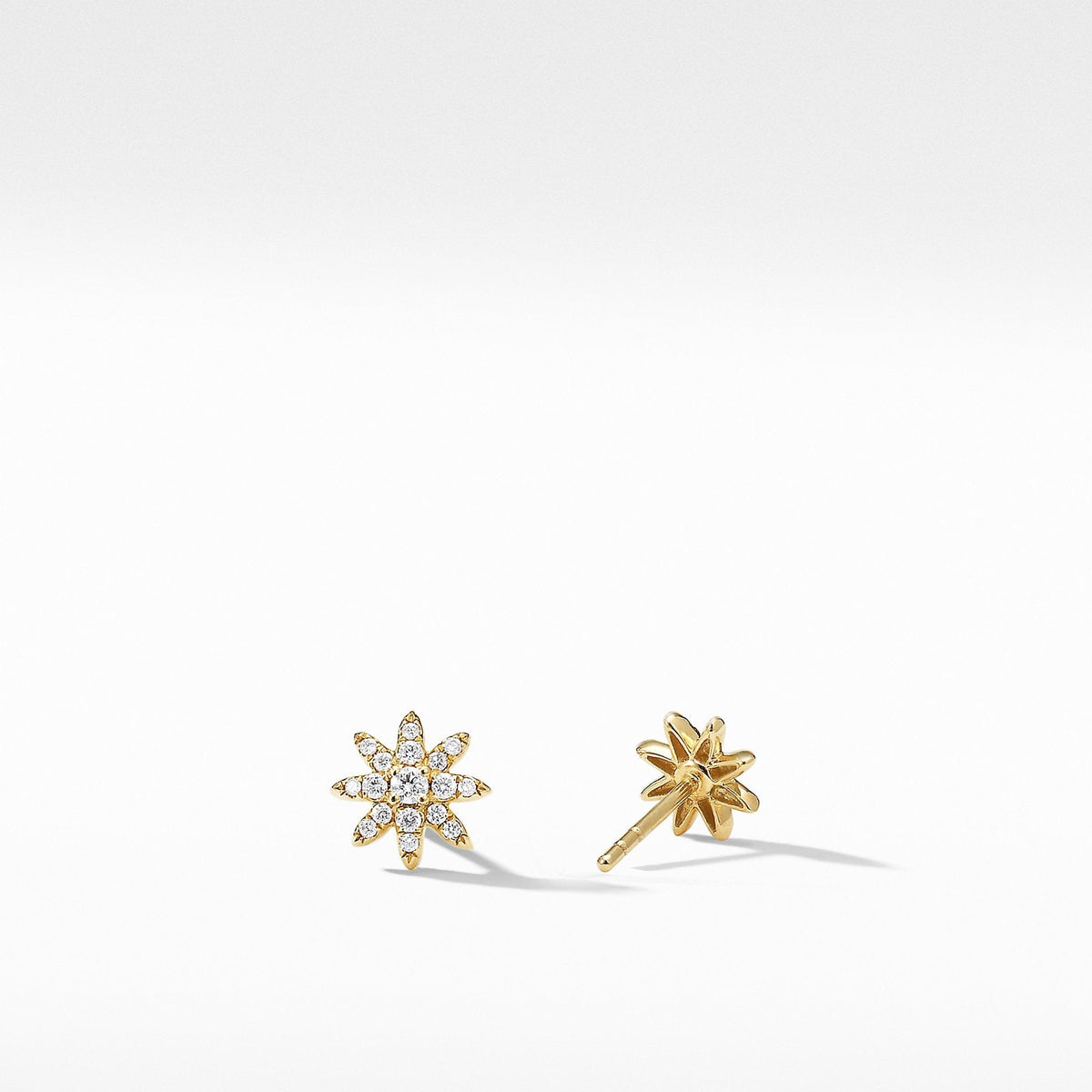 Petite Starburst Stud Earrings in 18K Yellow Gold with Pavé Diamonds