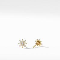 Petite Starburst Stud Earrings in 18K Yellow Gold with Pavé Diamonds