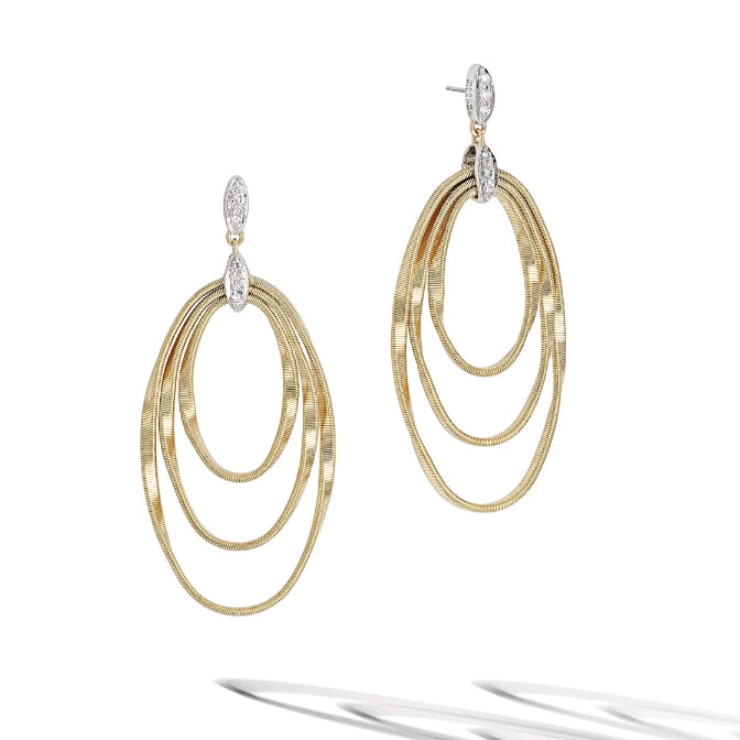 Marrakech Onde 18K Yellow and White Gold Three Oval Link Earrings