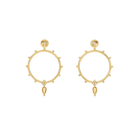 18K Yellow Gold Front Facing Hoop Diamond Earrings