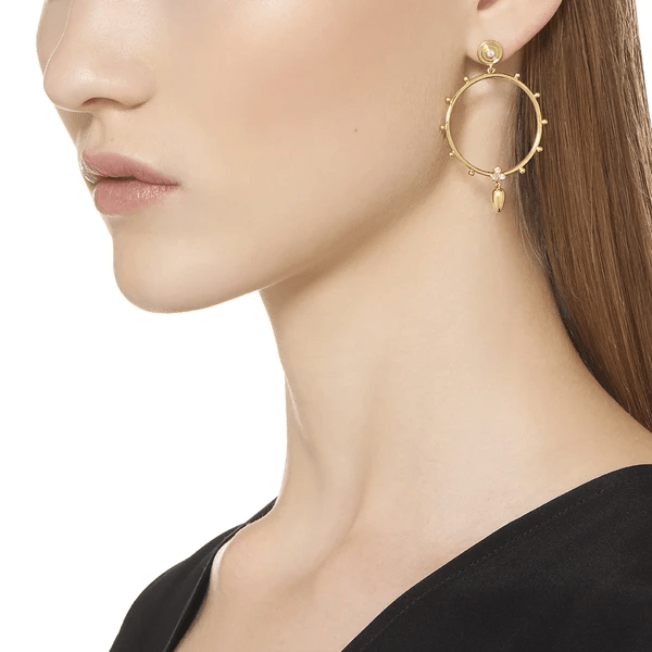 Temple St. Clair 18K Yellow Gold Front Facing Hoop Diamond Earrings