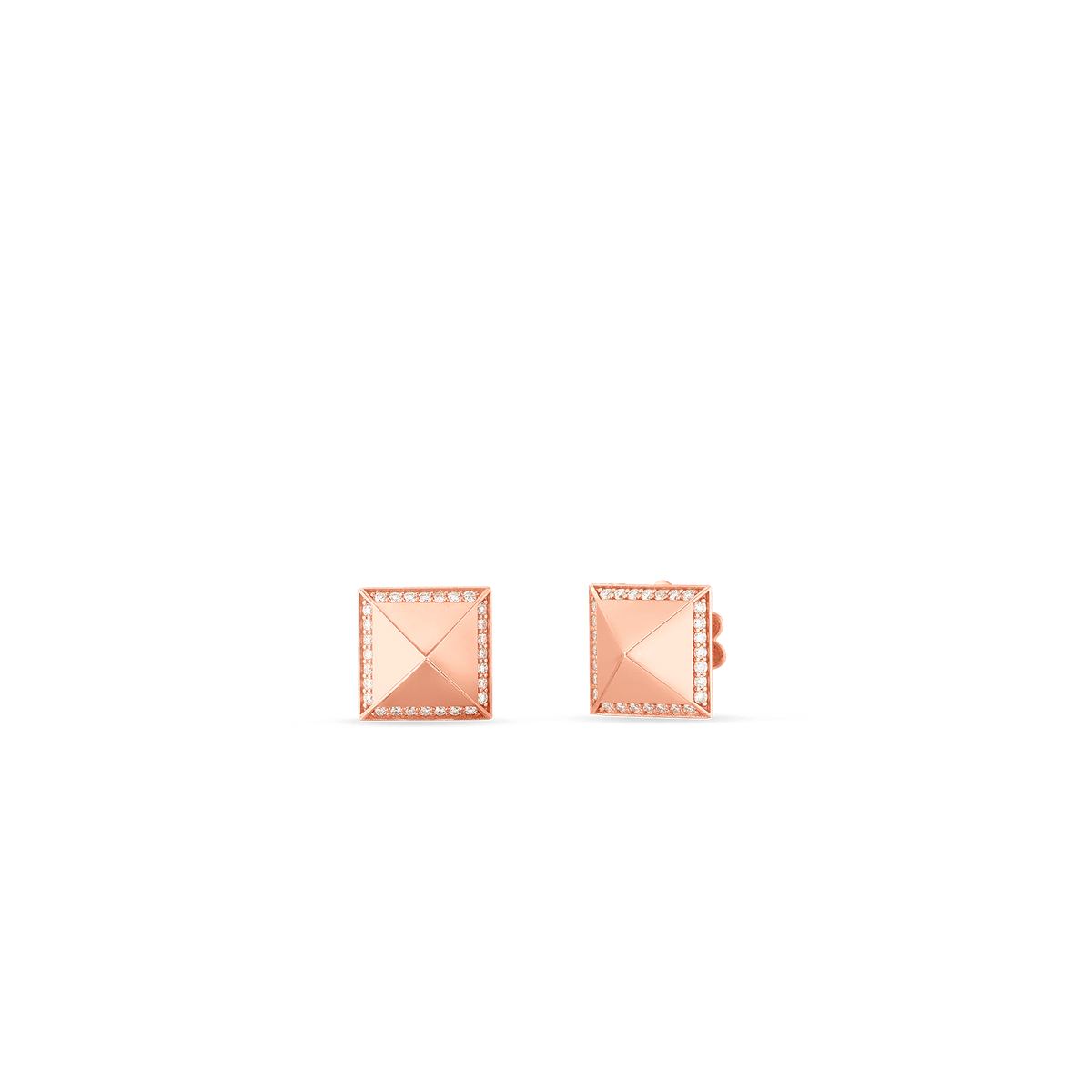 18K Rose Gold Obelisco Pyramid Diamond Stud Earrings