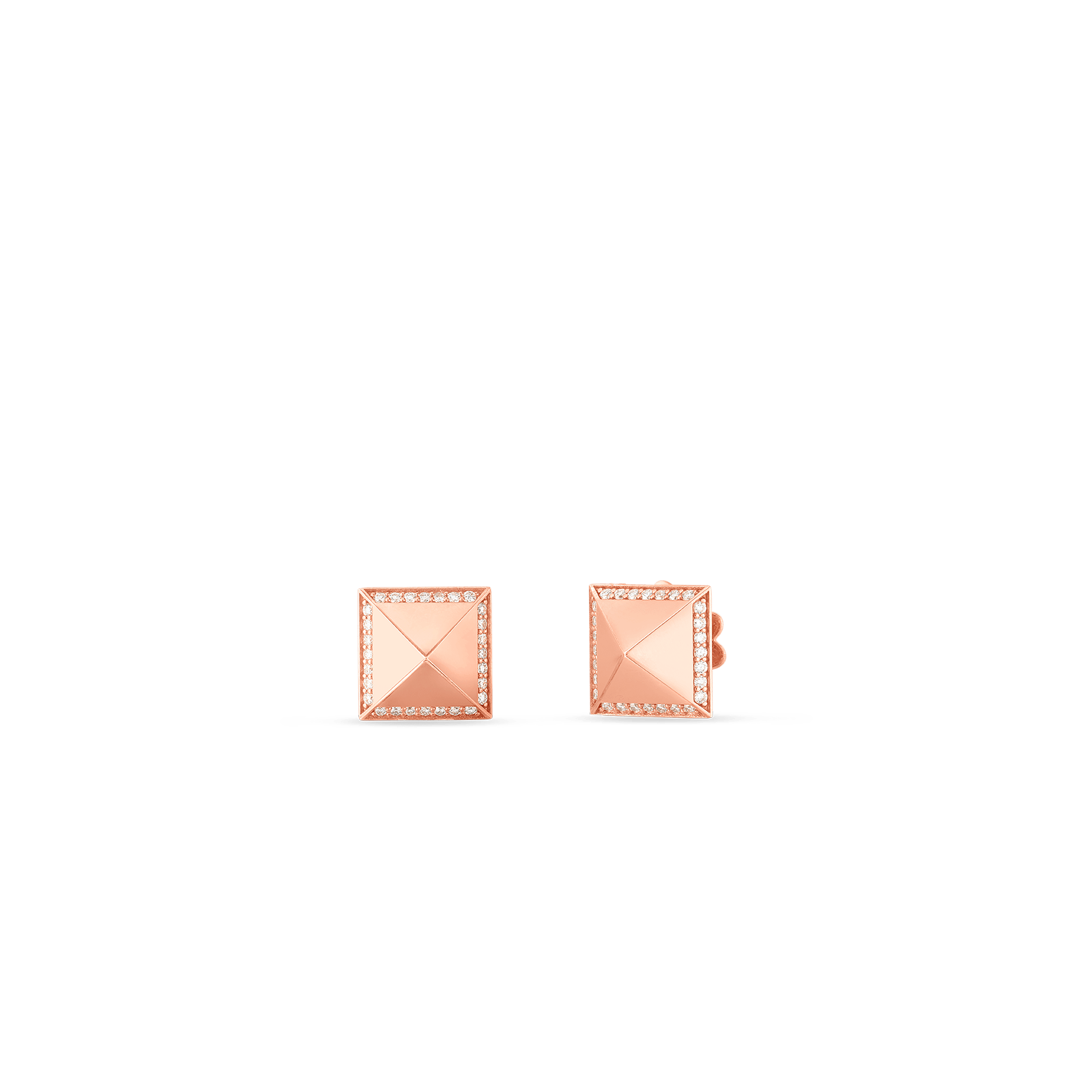 18K Rose Gold Obelisco Pyramid Diamond Stud Earrings