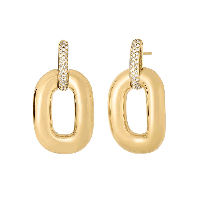 18K Yellow Gold Oro Classic Diamond Link Earrings