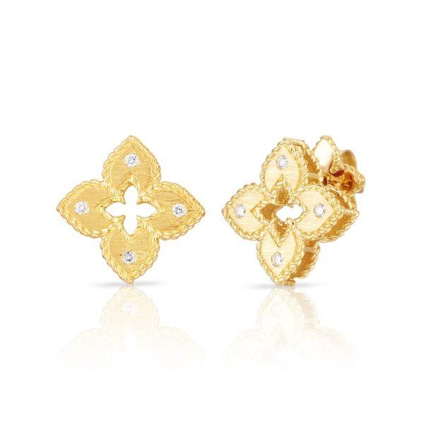 18K Yellow Gold Venetian Diamond Stud Earrings