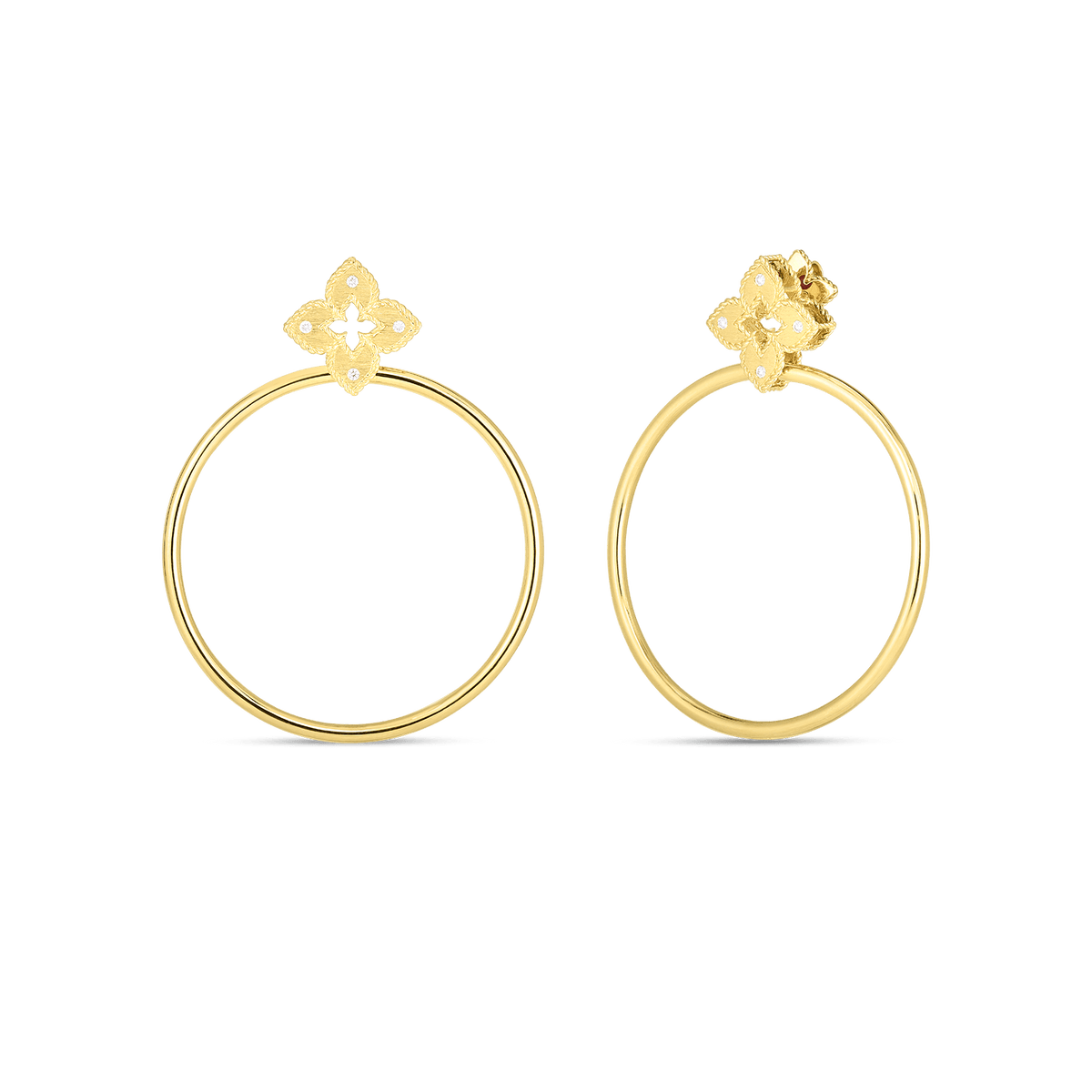 18K Yellow Gold Venetian Diamond Hoop Earrings