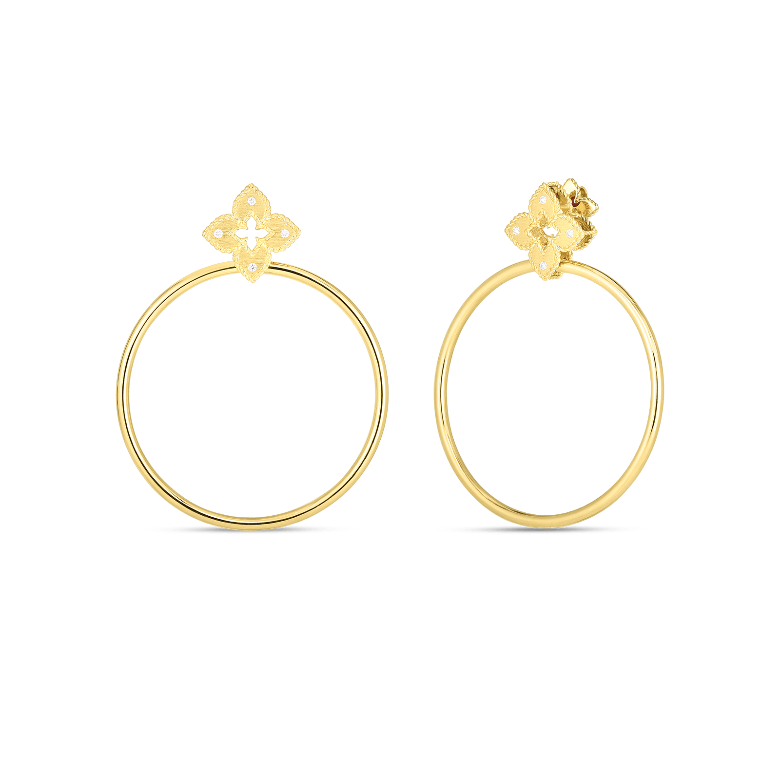 18K Yellow Gold Venetian Diamond Hoop Earrings