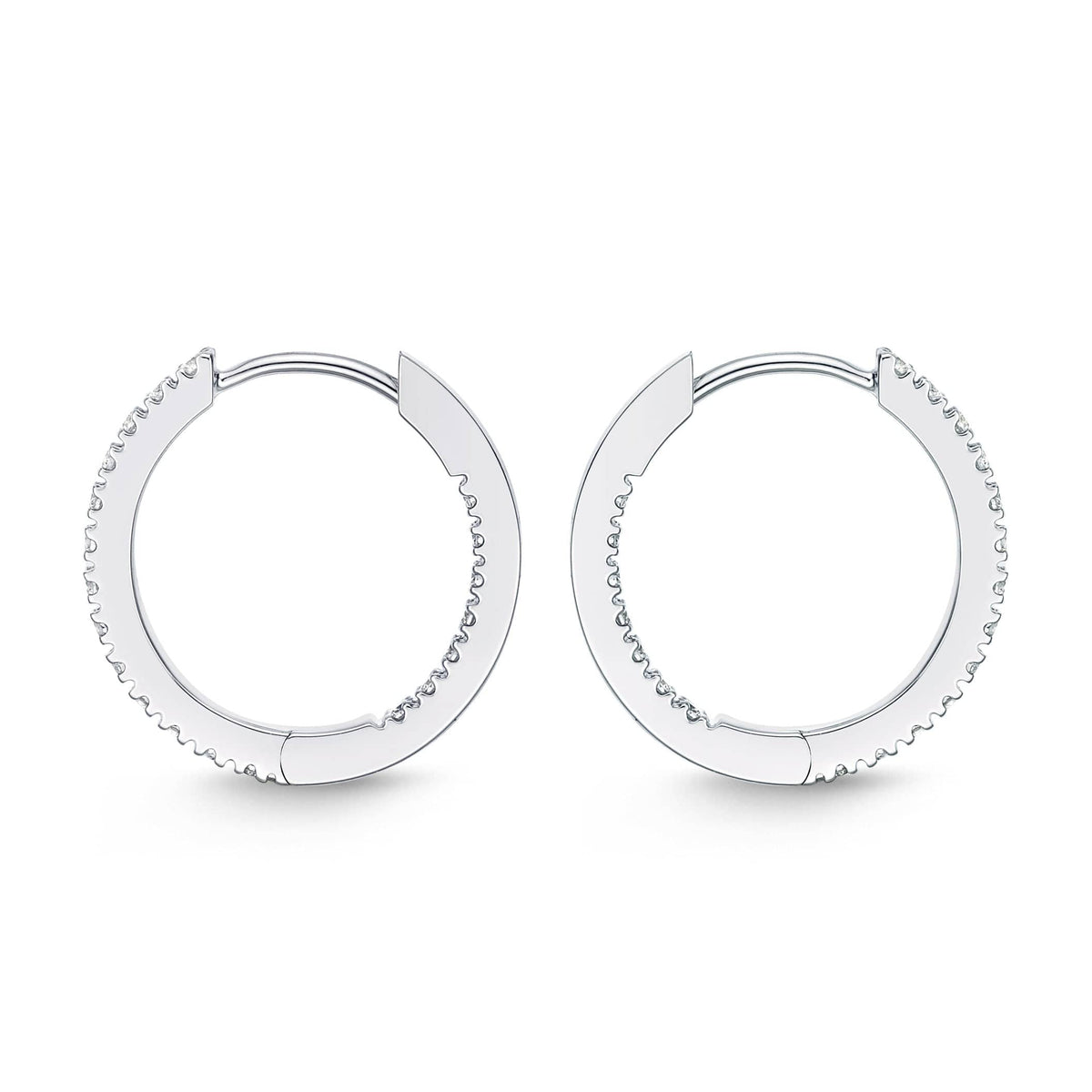 18K White Gold Diamond Huggie Earrings