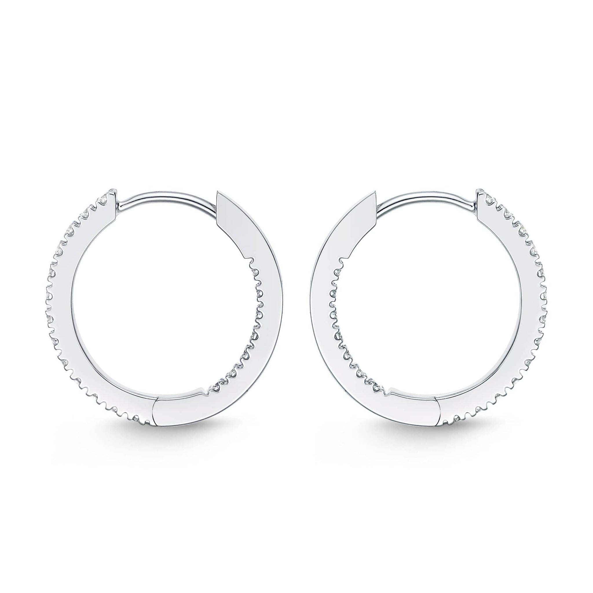 18K White Gold Diamond Huggie Earrings