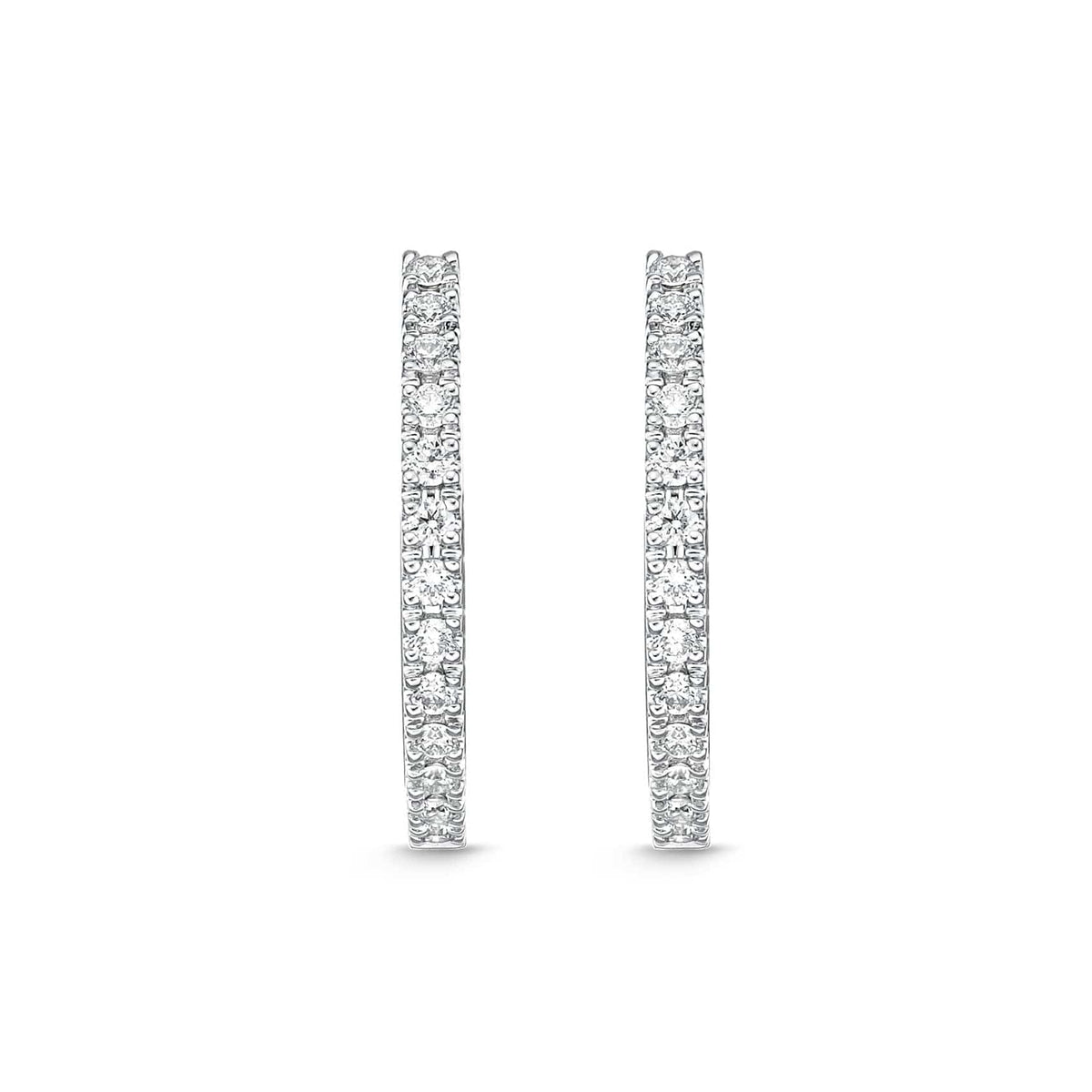 18K White Gold Diamond Huggie Earrings