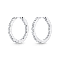 18K White Gold Diamond Huggie Earrings
