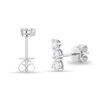 18K White Gold Diamond Climber Stud Earrings