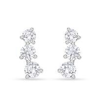 18K White Gold Diamond Climber Stud Earrings
