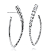 18K White Gold Open V Shape Diamond Hoop Earrings