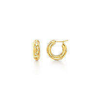 18K Yellow Gold Diamond Huggie Earrings
