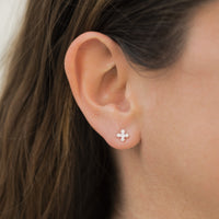 14K White Gold Diamond "X" Stud Earrings