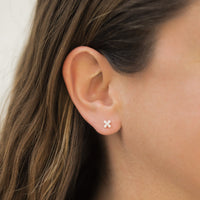 14K Yellow Gold Diamond "X" Stud Earrings