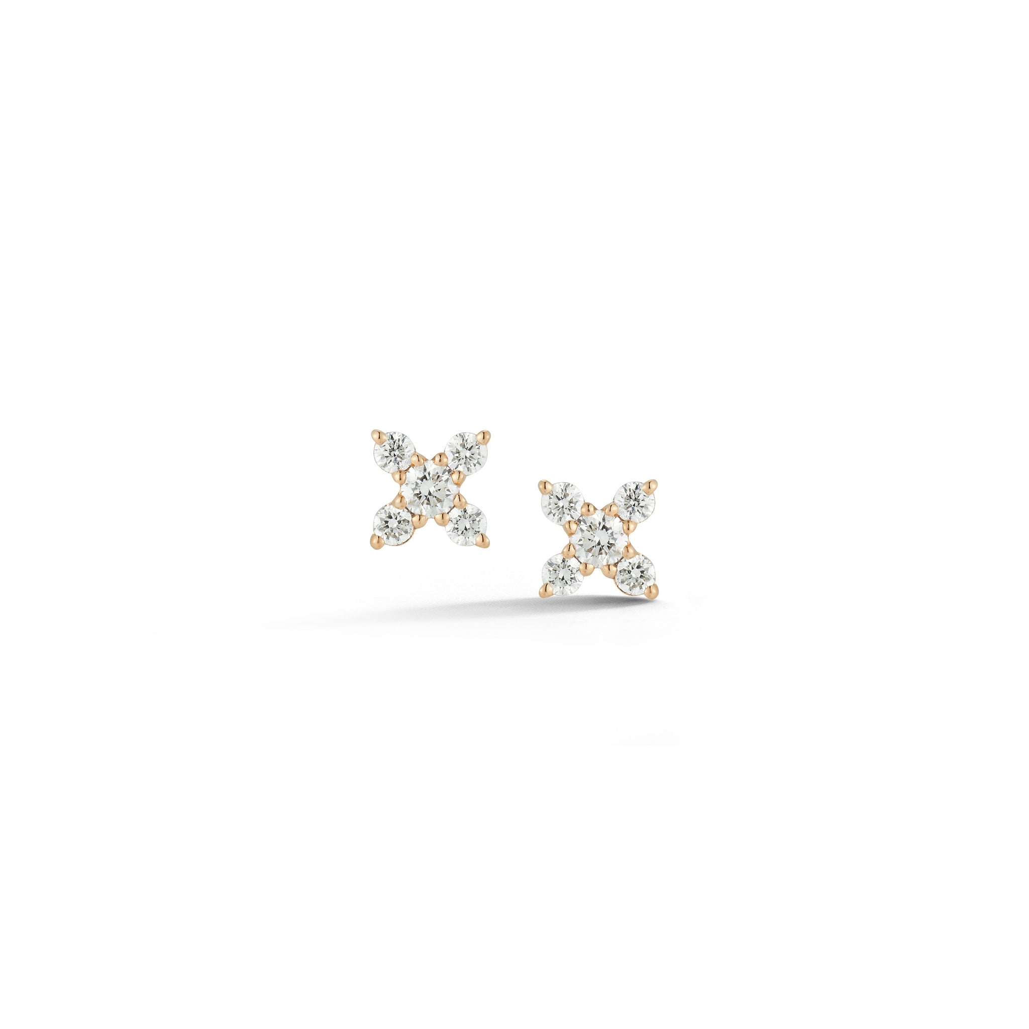 14K Yellow Gold Diamond "X" Stud Earrings