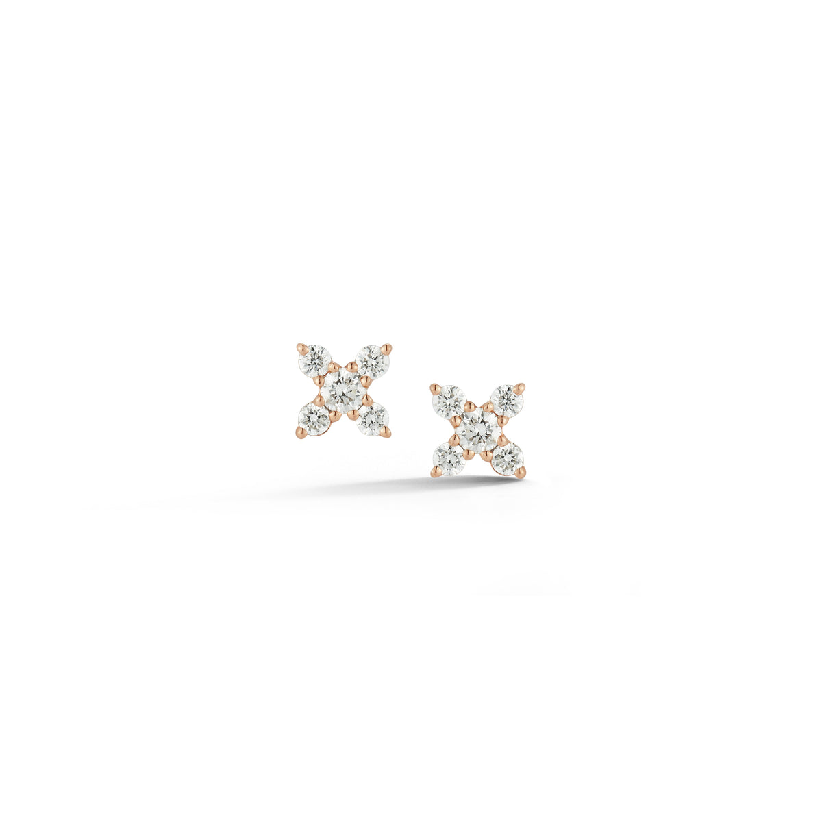 14K Rose Gold "X" Diamond Stud Earrings