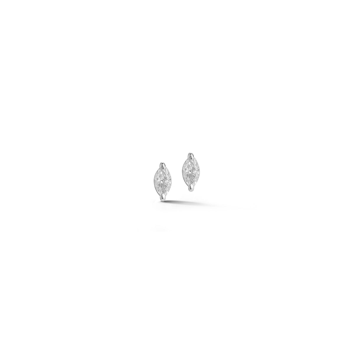 14K White Gold Marquise Diamond Stud Earrings
