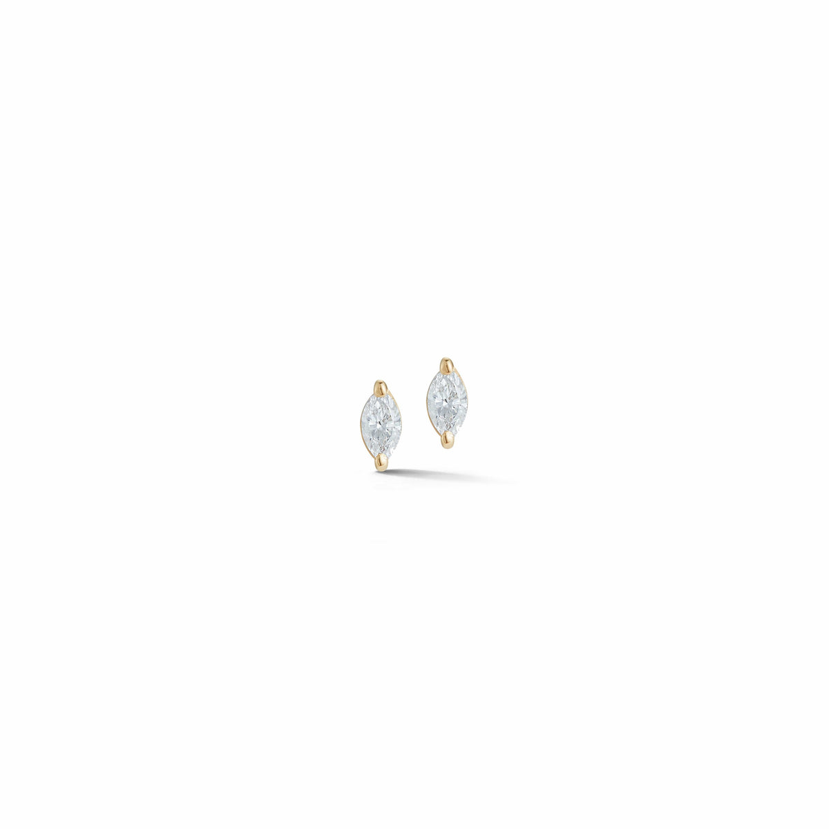 14K Yellow Gold Marquise Diamond Stud Earrings