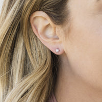 14K Rose Gold Diamond Flower Stud Earrings