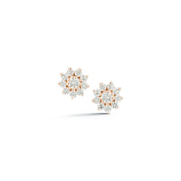 14K Rose Gold Diamond Flower Stud Earrings