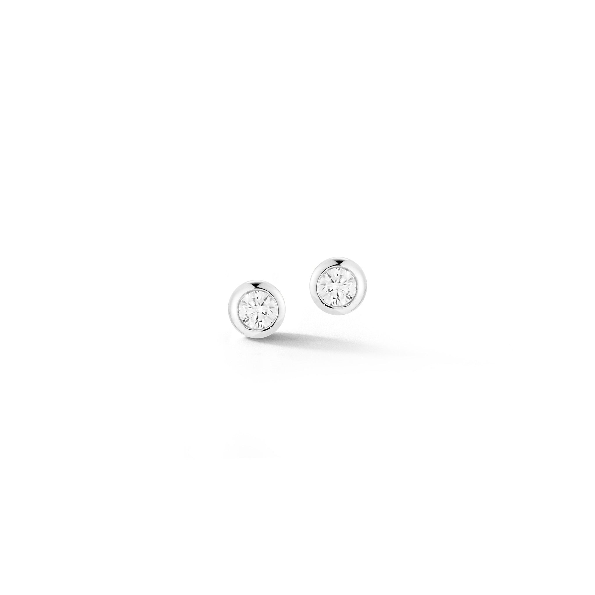 14K White Gold Diamond Bezel Set Stud Earrings