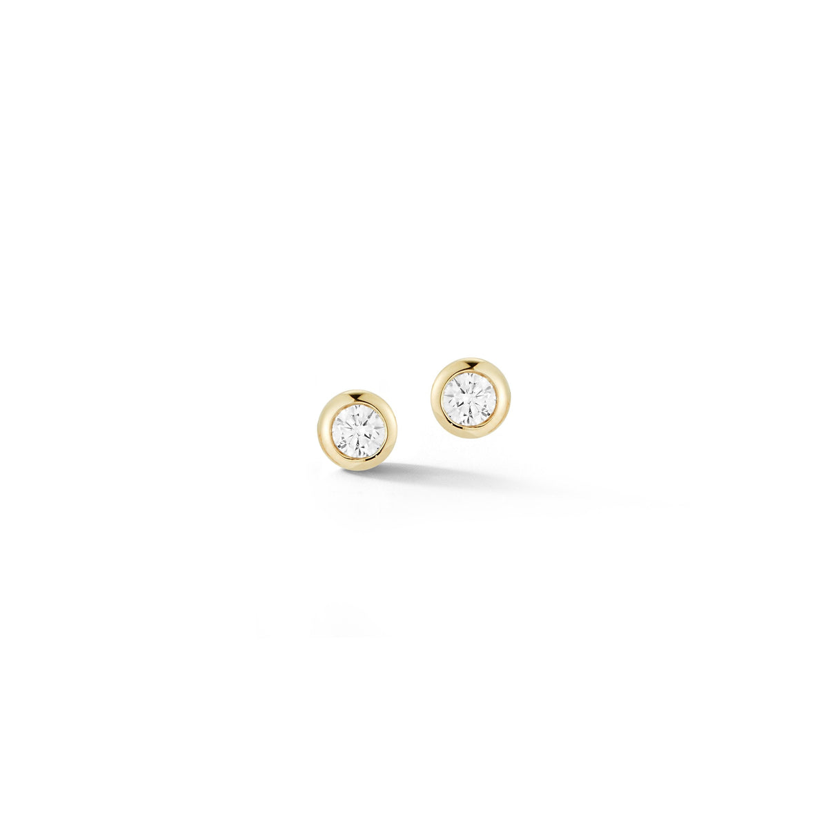 14K Yellow Gold Bezel Set Diamond Earrings