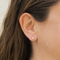 14K Rose Gold Bezel Set Diamond Earrings
