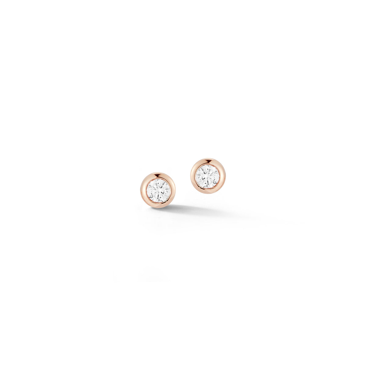 14K Rose Gold Bezel Set Diamond Earrings