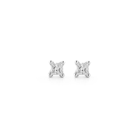 14K White Gold Princess Cut Diamond Stud Earrings