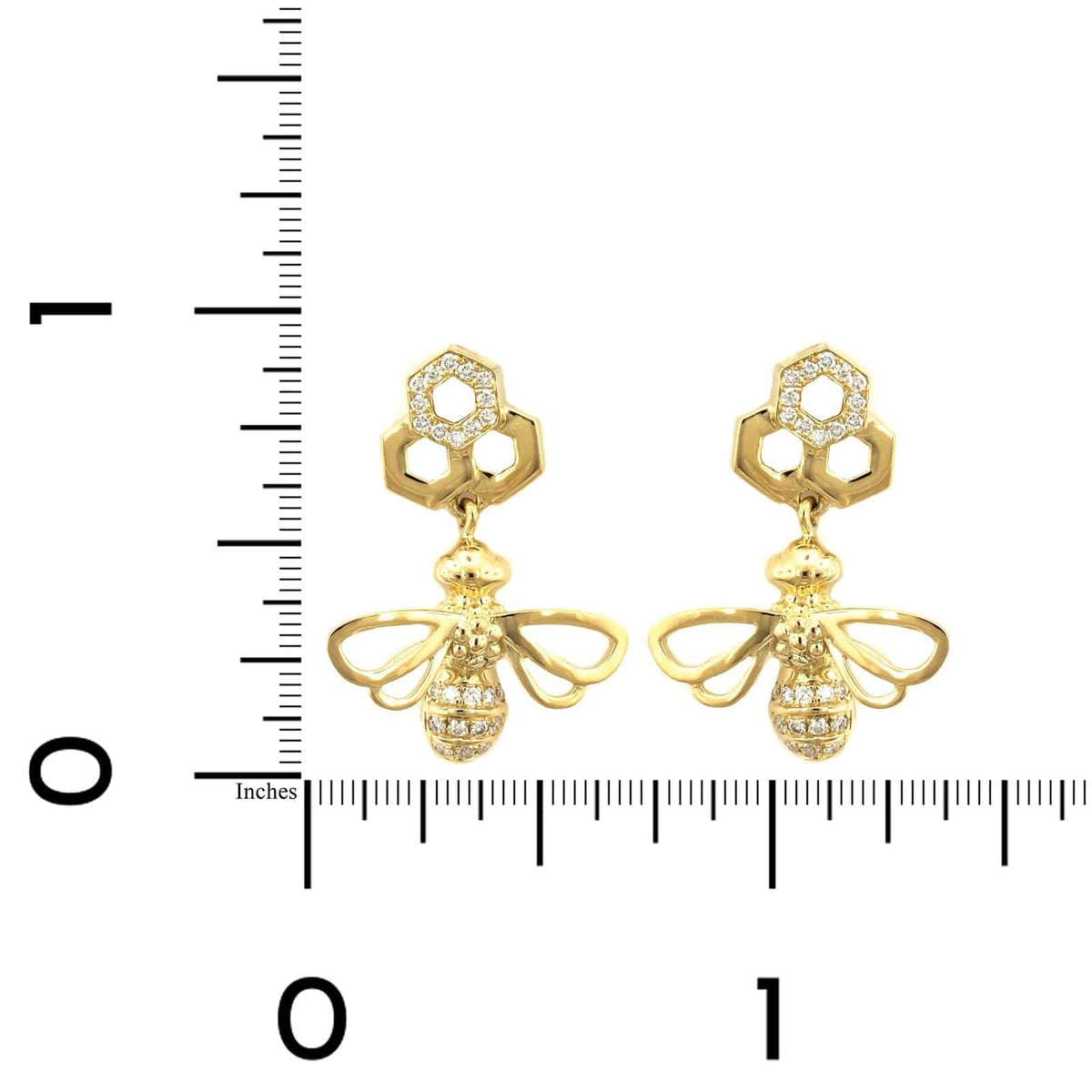 Temple St. Clair 18k Yellow Gold Diamond Bee Drop Earrings