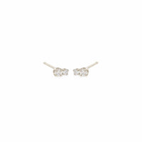 14K White Gold Double Diamond Stud Earrings