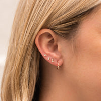 14K Yellow Gold Baguette Diamond Stud Earrings