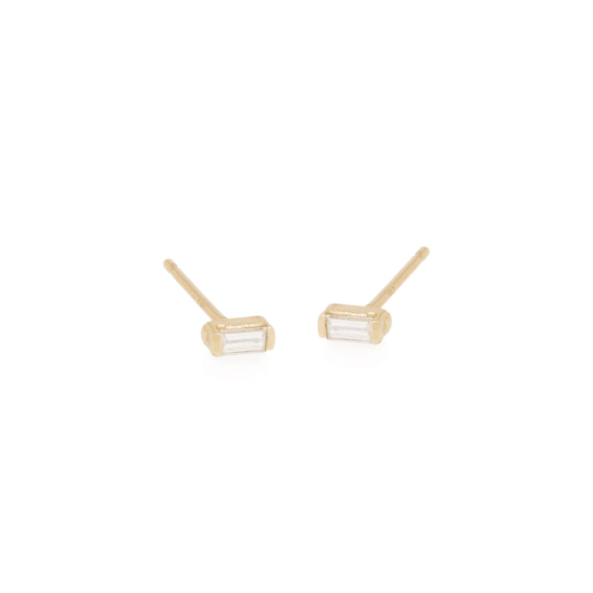 14K Yellow Gold Baguette Diamond Stud Earrings