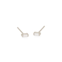 14K White Gold Baguette Diamond Stud Earrings