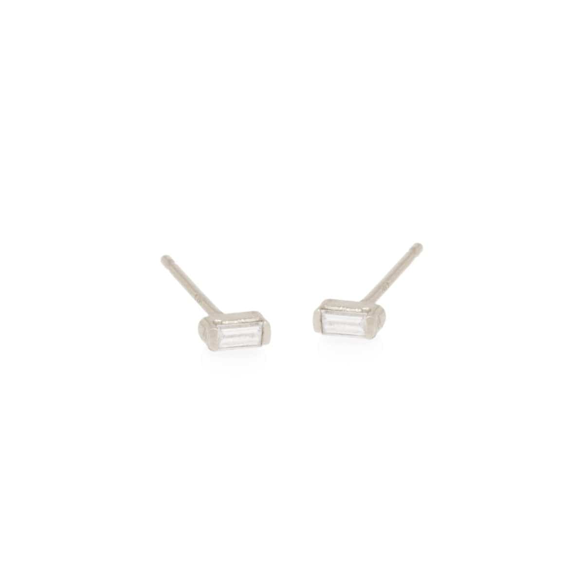 14K White Gold Baguette Diamond Stud Earrings