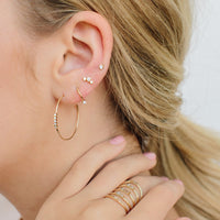 14K White Gold Bezel Set Diamond Stud Earrings