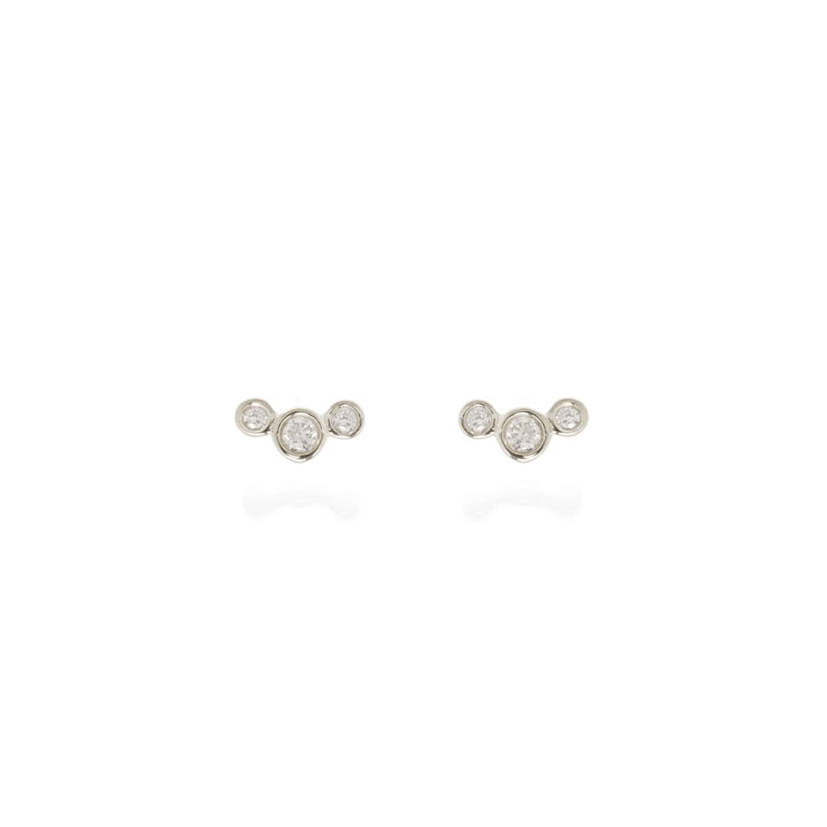 14K White Gold Bezel Set Diamond Stud Earrings