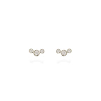14K White Gold Bezel Set Diamond Stud Earrings