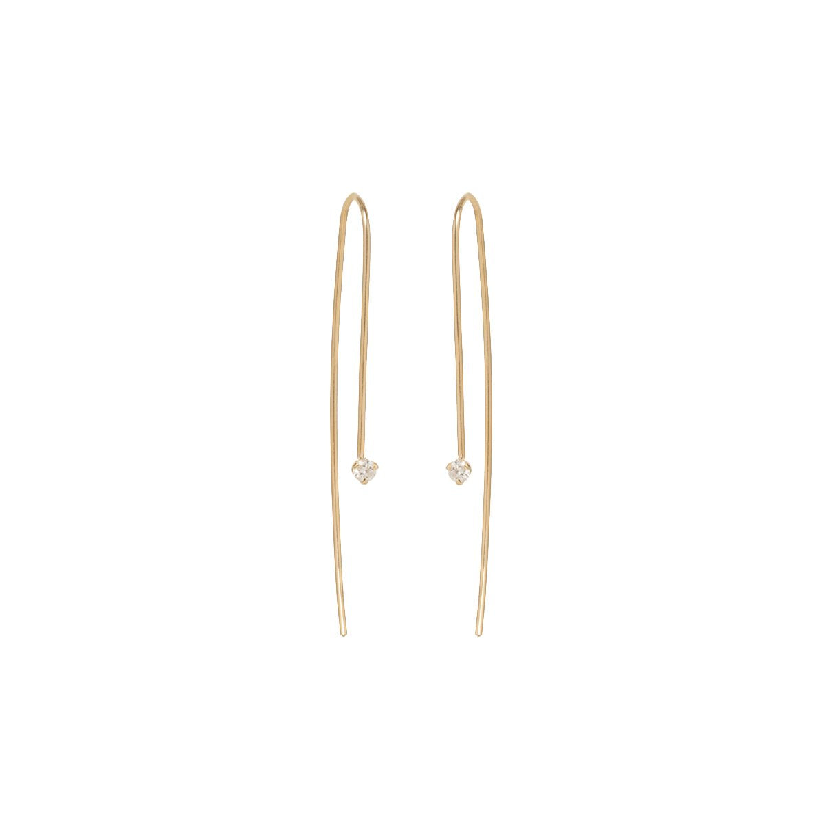 14K Yellow Gold Diamond wire Drop Earrings