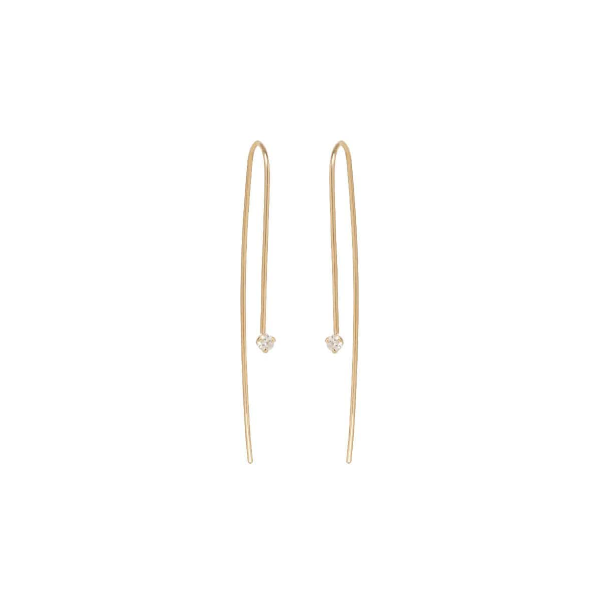14K Yellow Gold Diamond wire Drop Earrings