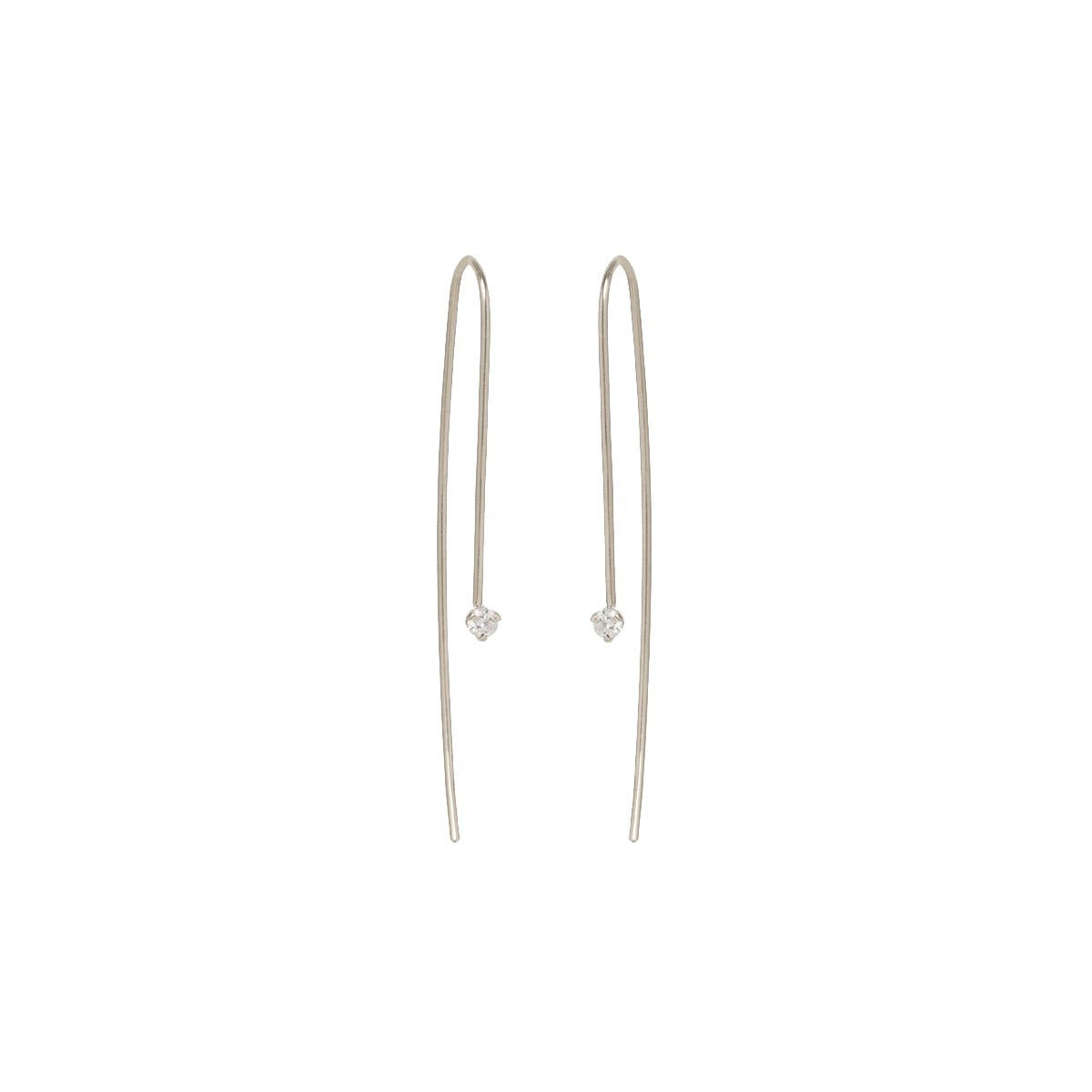 14K White Gold Diamond wire Drop Earrings