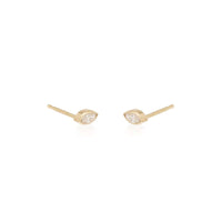 14K Yellow Gold Marquise Diamond Stud Earrings