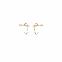14K Yellow Gold Diamond Bar Hug Earrings